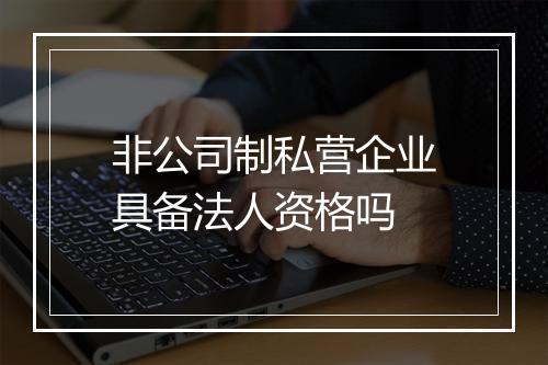 非公司制私营企业具备法人资格吗