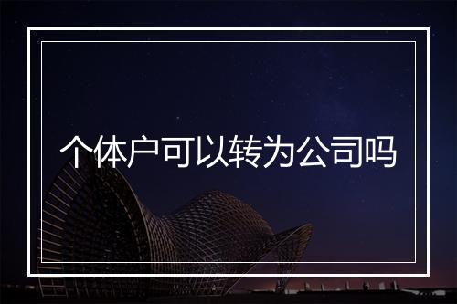 个体户可以转为公司吗