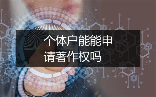 个体户能能申请著作权吗