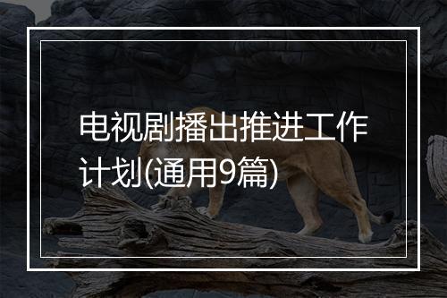 电视剧播出推进工作计划(通用9篇)