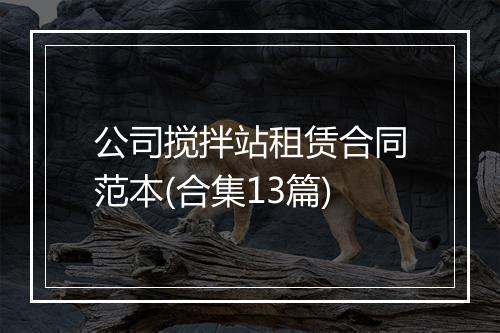 公司搅拌站租赁合同范本(合集13篇)