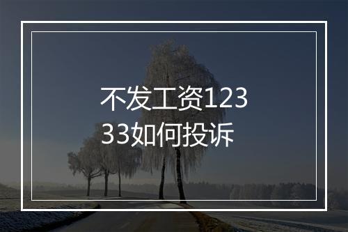 不发工资12333如何投诉