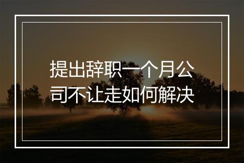 提出辞职一个月公司不让走如何解决