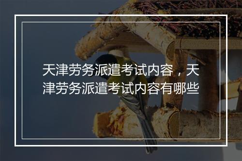 天津劳务派遣考试内容，天津劳务派遣考试内容有哪些