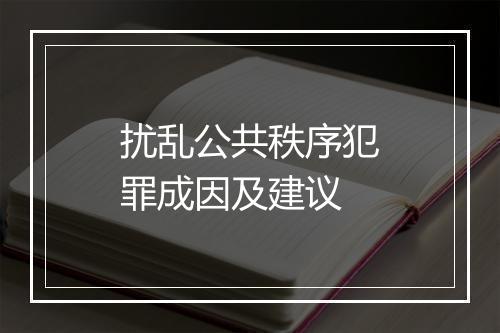扰乱公共秩序犯罪成因及建议
