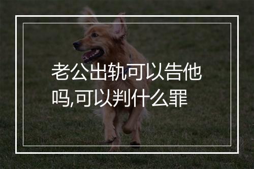 老公出轨可以告他吗,可以判什么罪
