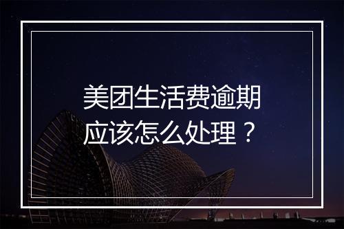 美团生活费逾期应该怎么处理？