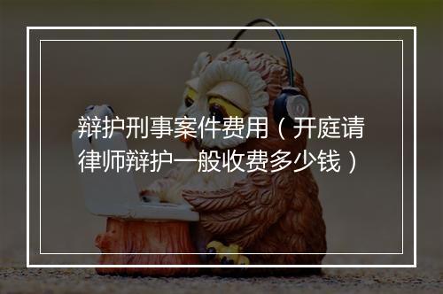 辩护刑事案件费用（开庭请律师辩护一般收费多少钱）