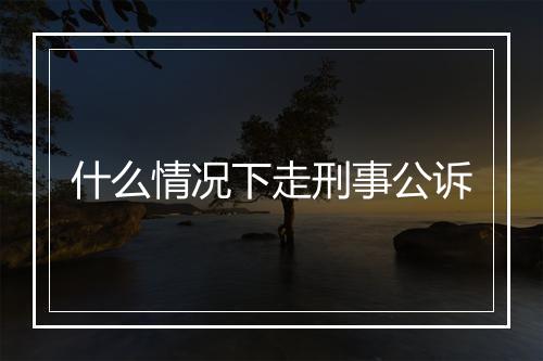 什么情况下走刑事公诉