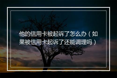 他的信用卡被起诉了怎么办（如果被信用卡起诉了还能调理吗）