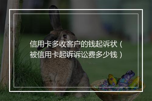 信用卡多收客户的钱起诉状（被信用卡起诉诉讼费多少钱）