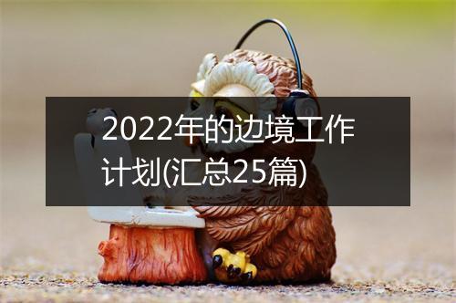 2022年的边境工作计划(汇总25篇)