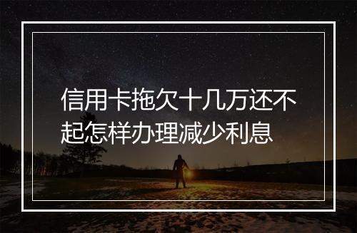 信用卡拖欠十几万还不起怎样办理减少利息