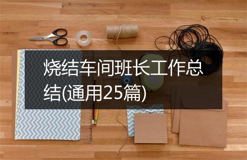 烧结车间班长工作总结(通用25篇)