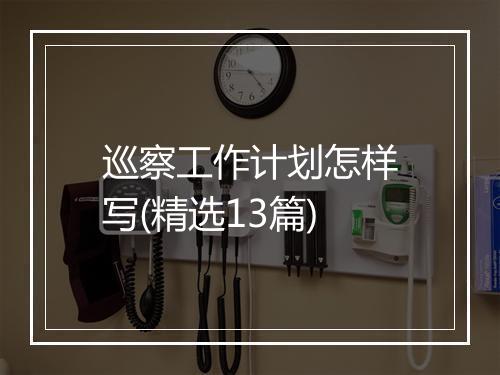 巡察工作计划怎样写(精选13篇)