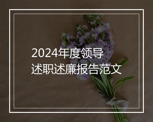 2024年度领导述职述廉报告范文