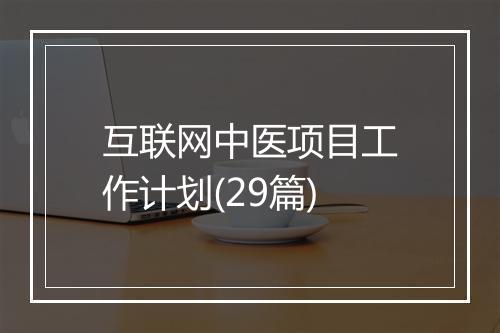 互联网中医项目工作计划(29篇)