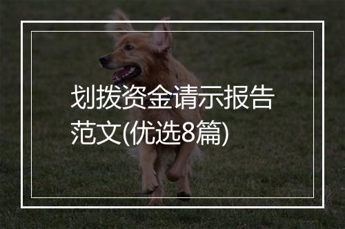 划拨资金请示报告范文(优选8篇)