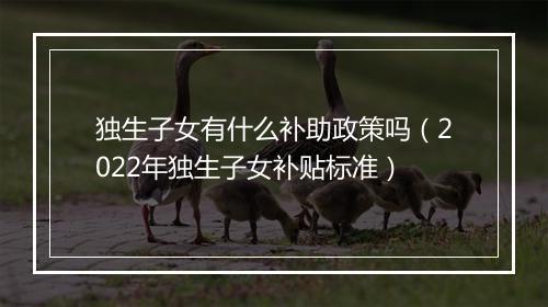 独生子女有什么补助政策吗（2022年独生子女补贴标准）
