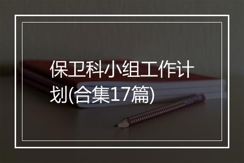 保卫科小组工作计划(合集17篇)