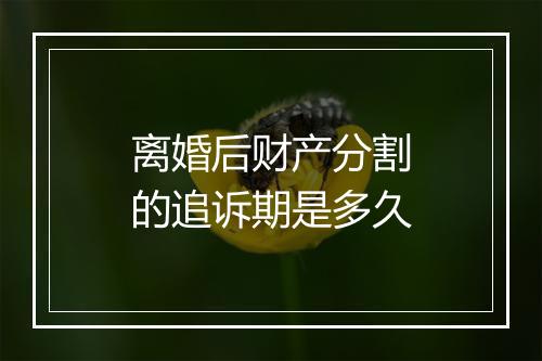 离婚后财产分割的追诉期是多久