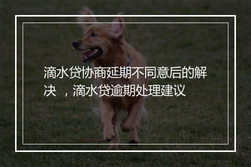 滴水贷协商延期不同意后的解决 ，滴水贷逾期处理建议