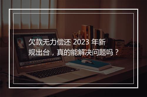 欠款无力偿还 2023 年新规出台，真的能解决问题吗？
