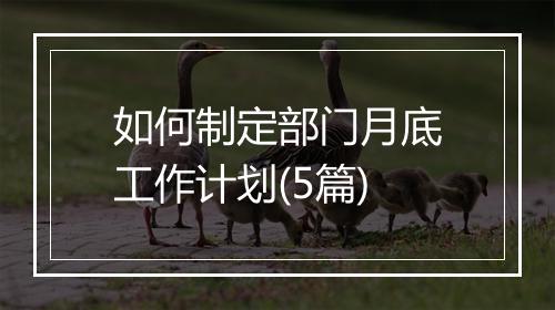 如何制定部门月底工作计划(5篇)