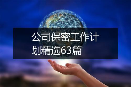 公司保密工作计划精选63篇