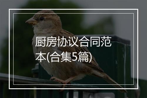 厨房协议合同范本(合集5篇)