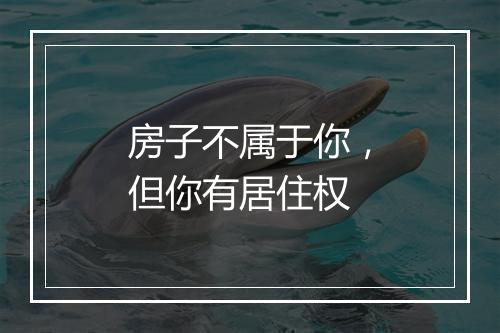 房子不属于你，但你有居住权