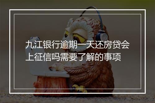 九江银行逾期一天还房贷会上征信吗需要了解的事项