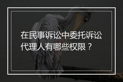 在民事诉讼中委托诉讼代理人有哪些权限？