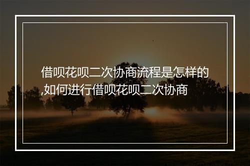 借呗花呗二次协商流程是怎样的,如何进行借呗花呗二次协商
