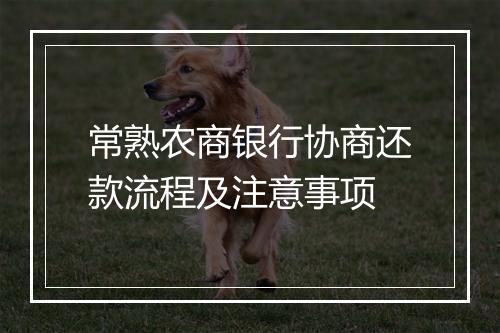 常熟农商银行协商还款流程及注意事项