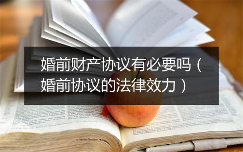 婚前财产协议有必要吗（婚前协议的法律效力）
