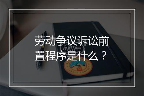 劳动争议诉讼前置程序是什么？