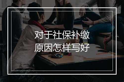 对于社保补缴原因怎样写好