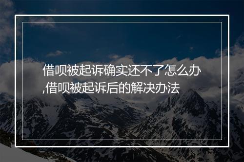 借呗被起诉确实还不了怎么办,借呗被起诉后的解决办法