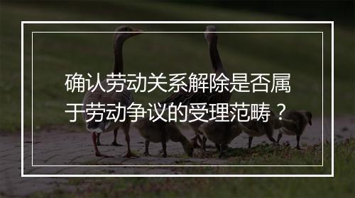 确认劳动关系解除是否属于劳动争议的受理范畴？