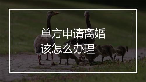 单方申请离婚该怎么办理