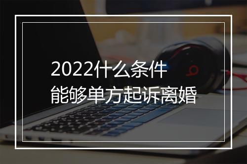 2022什么条件能够单方起诉离婚