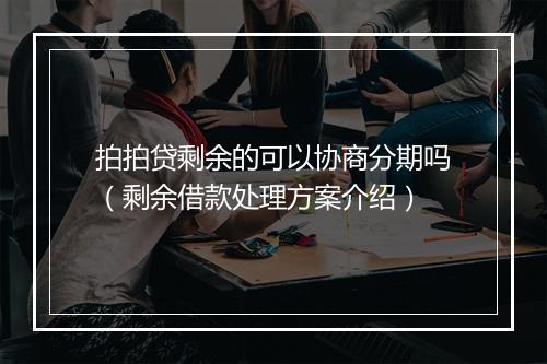 拍拍贷剩余的可以协商分期吗（剩余借款处理方案介绍）