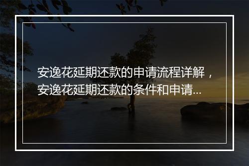 安逸花延期还款的申请流程详解，安逸花延期还款的条件和申请方式