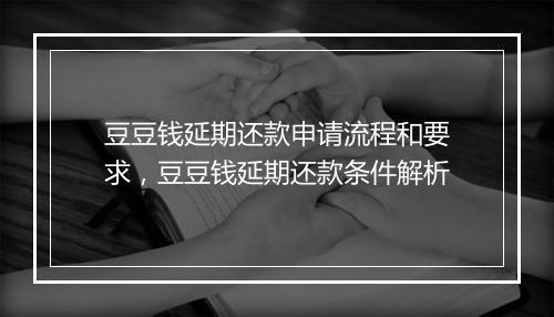 豆豆钱延期还款申请流程和要求，豆豆钱延期还款条件解析
