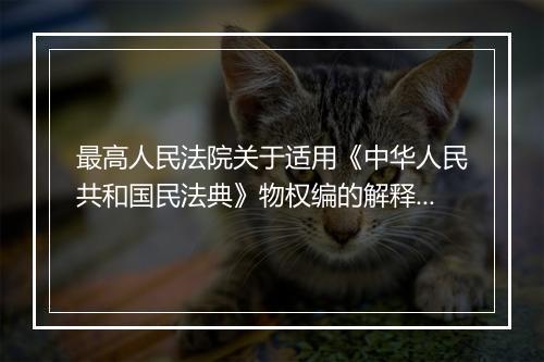 最高人民法院关于适用《中华人民共和国民法典》物权编的解释（一）