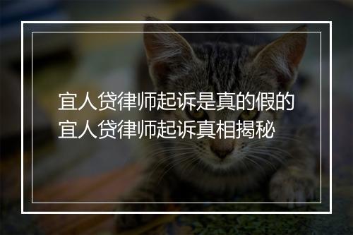 宜人贷律师起诉是真的假的宜人贷律师起诉真相揭秘