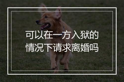 可以在一方入狱的情况下请求离婚吗