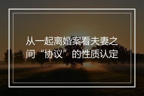 从一起离婚案看夫妻之间“协议”的性质认定
