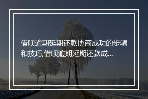 借呗逾期延期还款协商成功的步骤和技巧,借呗逾期延期还款成功的经验分享